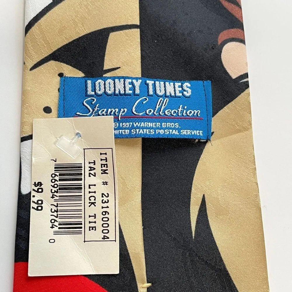 Looney Tunes Stamp Collection Taz Lick‎ Tie Warner Brothers Black Tasmanian